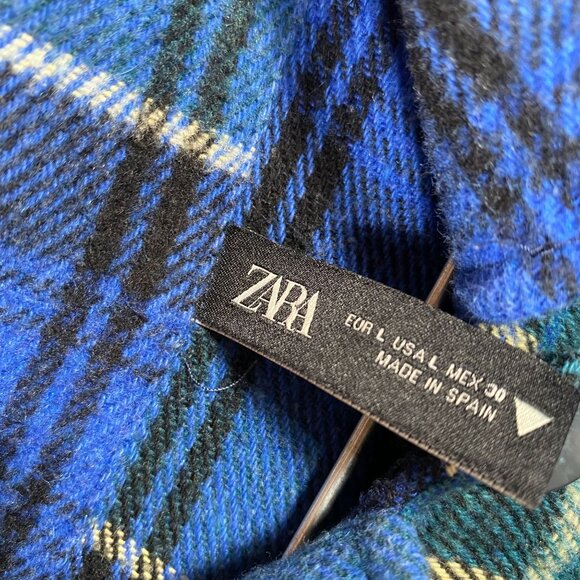 Zara Plaid Button-Up Shirt Flannel With Dual Chest Pockets Womens size L - Picture 4 of 7